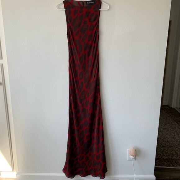 Realisation Tatjana Silk Boatneck Bias Slip Midi Maxi Dress Red Rouge Leopard - Picture 8 of 14